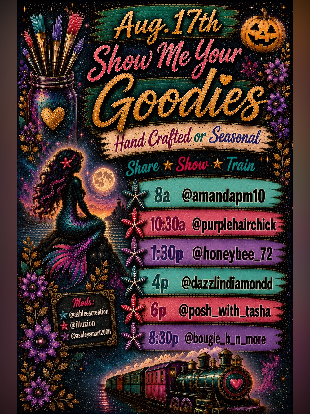 Show Me Your Goodies Share Show Train-NWT & Handcrafted